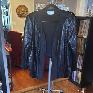 Anthropologie Black Sequin Blazer